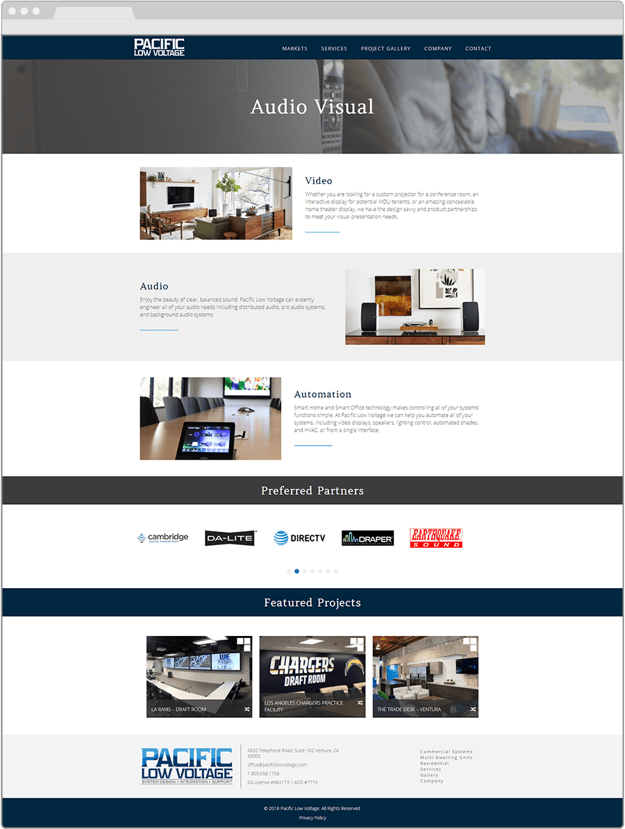 Pacific Low Voltage Website Home Page