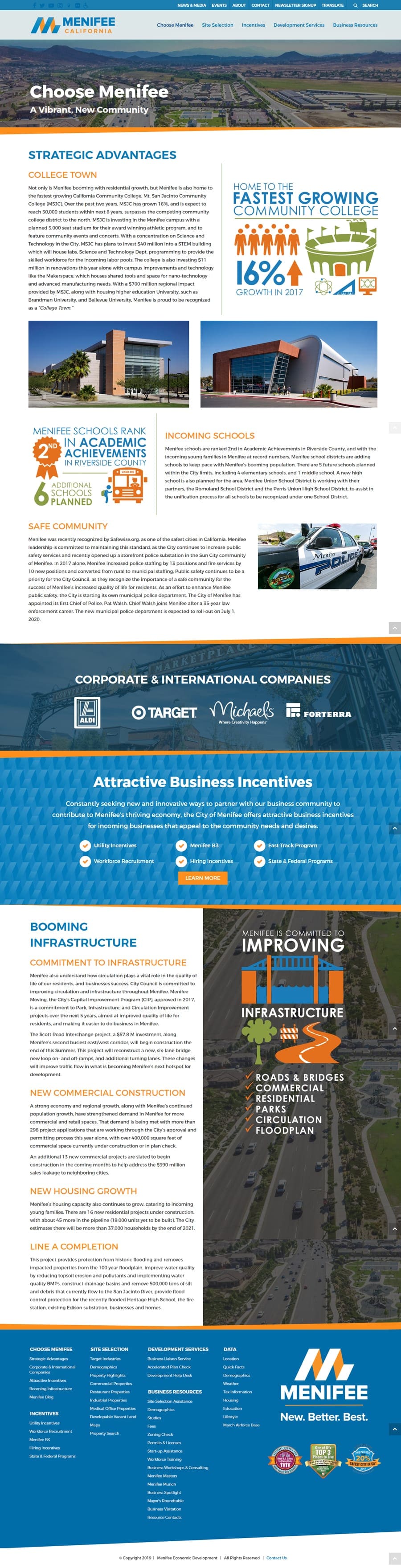 'Menifee Economic Development' Website Sample Design