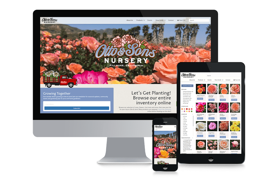 'Otto & Sons Nursery' Website on devices