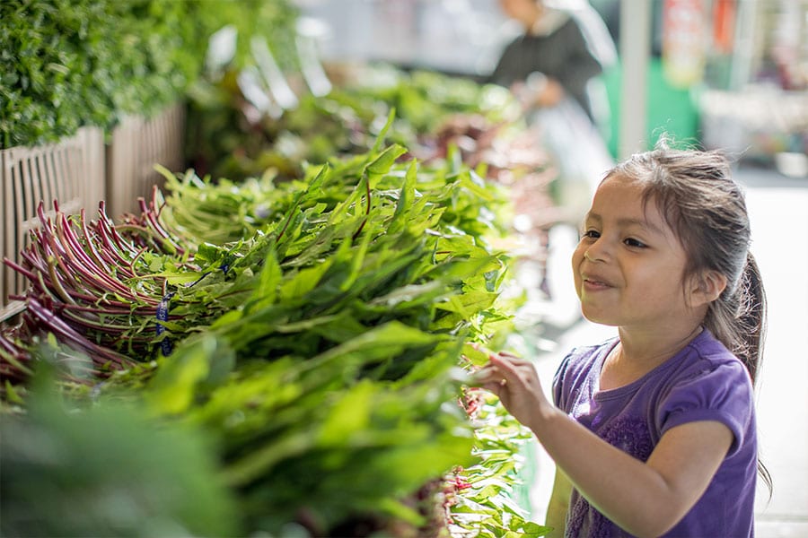 Child Looking at Produce at the Oxnard Farmer's Market