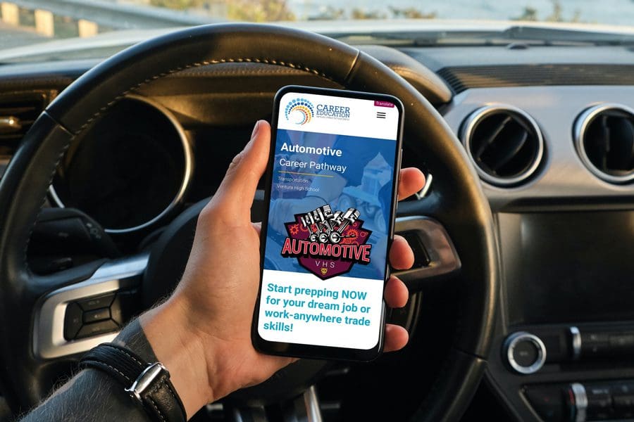 VUSD Career Education Pathway Webpage Shown on iPhone