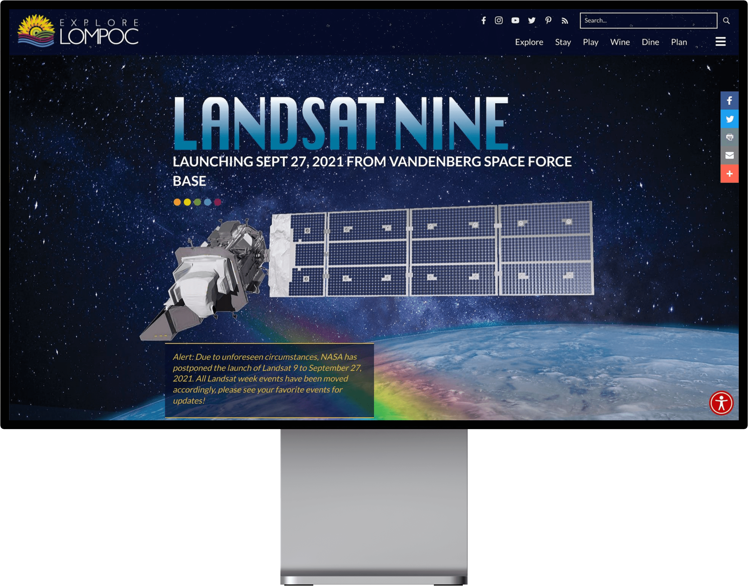 Landsat 9 Launch Website Landing Page Shown on Computer Screen