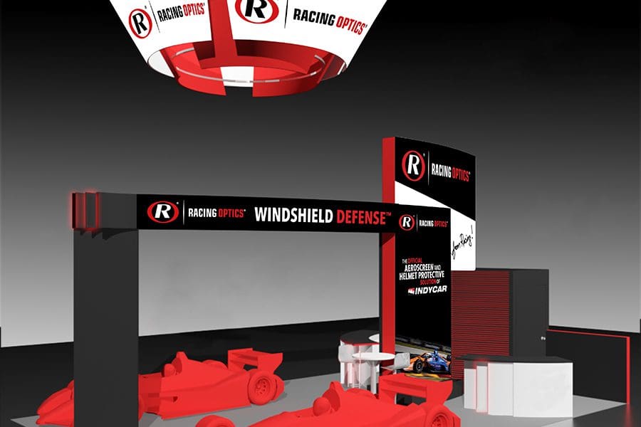 Racing Optics Tradeshow Booth Rendering Racing Optics Tradeshow Booth Mockup