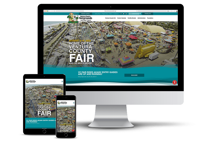 Ventura Fairgrounds Website Design Shown on Multiple Devices