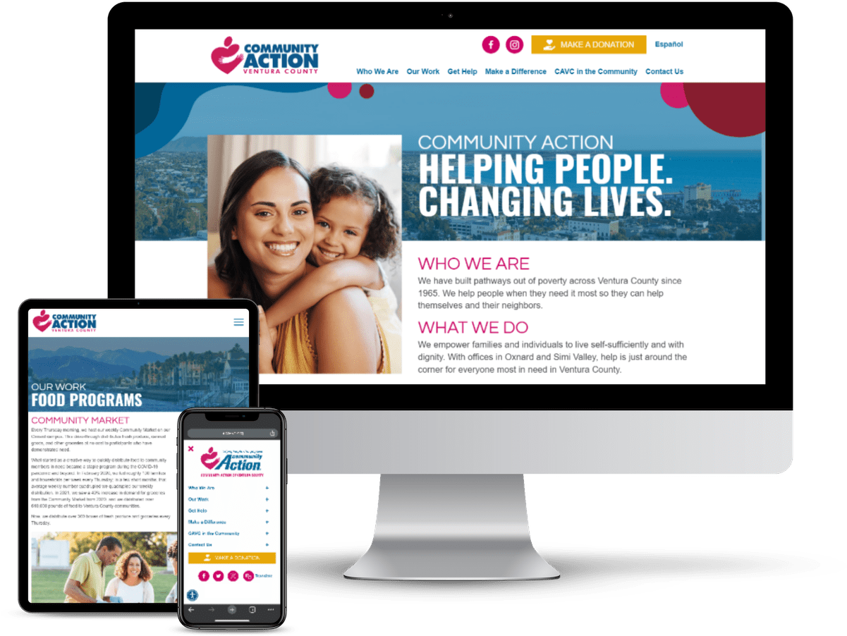 Community Action Ventura County Website Design Shown on Multiple Devices