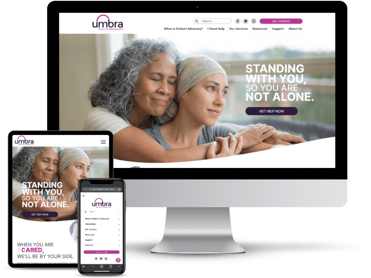 Umbra Health Advocacy Website Design Shown on Multiple Devices