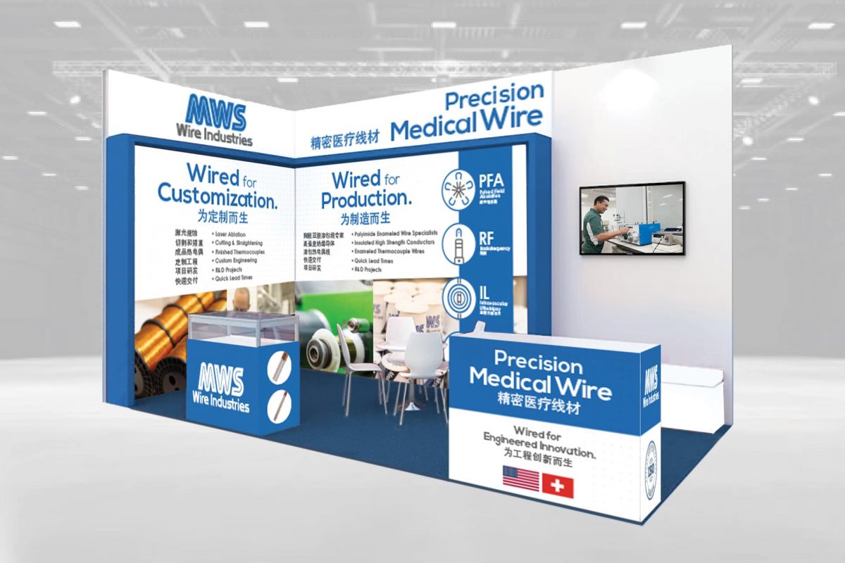 High-quality trade show booth design for wire industries and medical wire products.